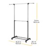 Whitmor Adjustable 2-Rod Garment Rack - Rolling Clothes Organizer -