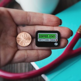 Coffee Stat Pager Enamel Badge Reel Pin | Cute Nurse Doctor Tech Healthcare Medical Gift
