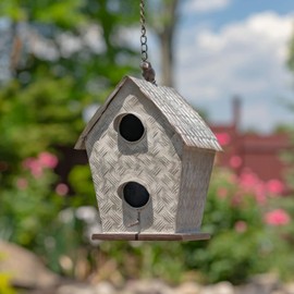 Hanging Painted Galvanized Metal Birdhouse (Bungalow Home)