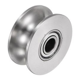 sourcing map 1 x U-groove roller 2.68 inch 201 stainless steel sliding gate double rollers for inverted rails, industrial machinery, sliding gate