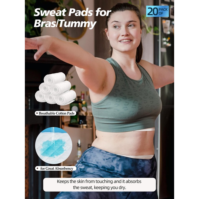 20 PCS Under Belly Sweat Liners, Cotton Sweat Tummy Liners