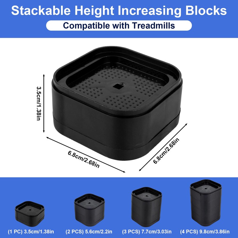 Penitue 4pcs Treadmill Incline Riser Blocks, Walking Stackable Height Adjustable