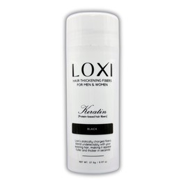 LOXI Hair Building Fibers (27.5g) | Fill In Fine, Thinning & Balding Hair for an Instantly Thicker & Fuller Look | Premium Keratin Formula | 5 Shades for Men & Women (Black).