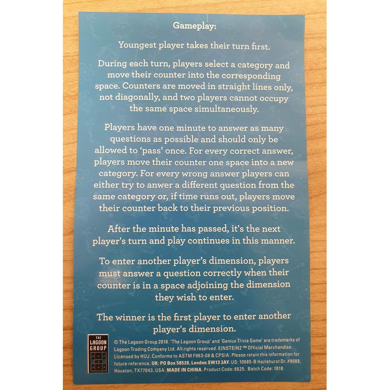 The Lagoon Group 6625 Einstein² Genius Trivia Game, Multi