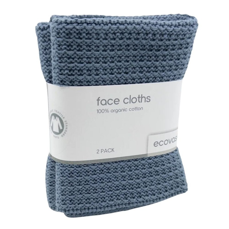 Ecovask Face Cloth 2pk Organic Cotton, Mandarin