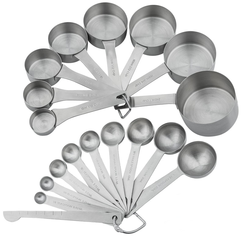Smithcraft Measuring Cups and Spoons Set, 18/8 Stainless Steel Measuring