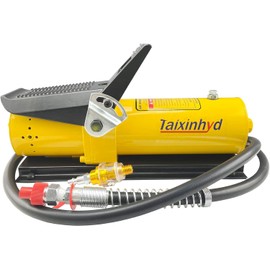 Xingehyd Air Hydraulic Pump 10,000 PSI 10 Ton Porta Power Hydraulic Air Foot Pump Control Lift with Air Line Lubricator Yellow