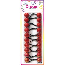 Dream World Ponytail Holder 20 MM Bead Assorted Shades of Red 10 Piece Pack