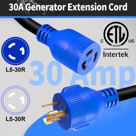FROSTYRIDER 3 Prong 30 Amp 10 Foot Generator Extension Cord, NEMA L5-30P/L5-30R, 125/250V Up to 7500W 10 Gauge SJTW Generator Cord, ETL Listed