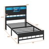 BTHFST Twin Bed Frames with Headboard & Charging Station, LED
