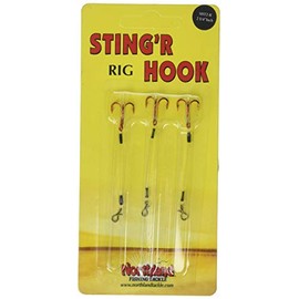 Northland Tackle Lethal Sting'r Hook - Stinger Fishing Rig for Walleye and Many Other Fish - 3pk (Red, Treble Hook - 2" Mono)