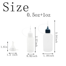 MYYZMY 12 Pcs Precision Tip Applicator Bottles, 6 Pcs 1 Ounce and 6 Pcs 0.5 Ounce Translucent Glue Bottles, with 2 Mini Funnel, Multicolor Lids