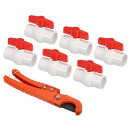 PATIKIL 32mm ID Ball Valve, 6 Pack PVC Socket Type Shut-Off Valve with Pipe Cutter for Water Flow Control, White