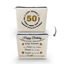 YULUENZE Inspirational Birthday Presents 50th Birthday Golden Shining Remember You Are Braver Stronger Smarter Beautiful Happy 50-Year-Old Birthday Present for Women Friends Sisters