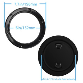 6" Black Circular Inspection Hatch Marine Access Port Hatch Cover,Boat Plastic Round Non Slip Inspection Hatch,Deck Plate with Screws,with Bottom Seal,Rubber O-Rings and Sponge Seal Double Waterproof
