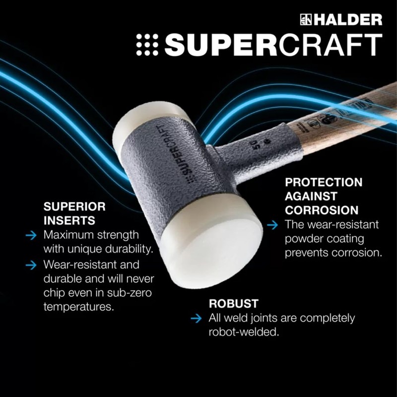 Halder SuperCraft Dead Blow Mallet 3366.050 - Non-Rebounding Mallet, Hard