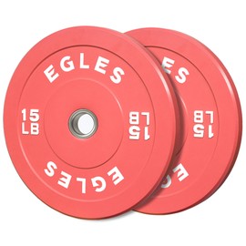 EGLES Vibrant coral Weight Plates, Rubber Barbell Plates, 2-inch Olympic Standard 15LB Pair Olympic Bumper Plates Steel Inserts for Home Gym Weightlifting, Strength Training, Fit Workouts