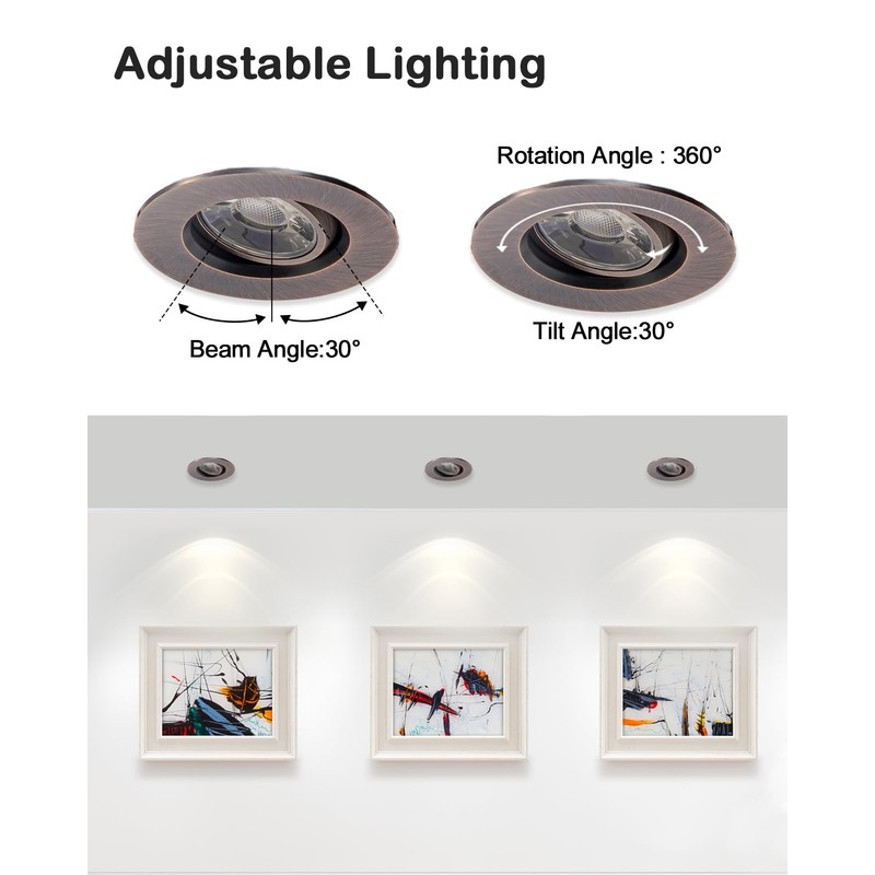 ZYC 3 Inch Recessed LED Lights - 4 Pack Oil-Rubbed