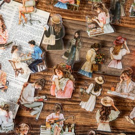 TIAMECH Weekend Time PET Stickers - 120 Pcs Supermarket Daily Work & Tidy Up Café Dating Design, Waterproof Sticker for Journaling & Scrapbooking, Junk Journal Supplies, Ephemera & DIY Crafts