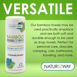 NatureZway Bamboo Perforated Towels Rayon Made from Bamboo, 25 Sheets