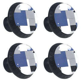 4 Pcs Navy Blue Black Gray White Checkered Glass Drawer Knobs Black Dresser Knobs Drawer Pulls Door Knobs Dresser Drawer Handles for Kitchen Wardrobe Cupboard Hardware Furniture