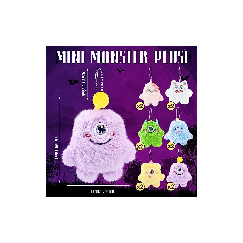 Hungdao 12 Pcs Mini Plush Keychains - Cute Animal Designs