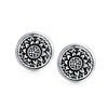 Bali Style Round Dome Medallion Style Flower Motif Button Clip