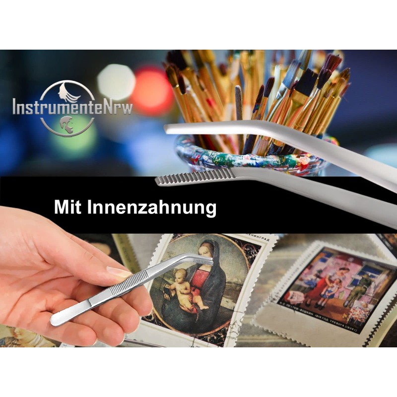 Curved Tweezers - 15.5 cm - with Inner Teeth -