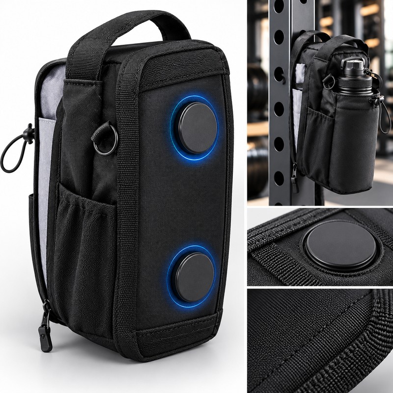 Magnetic Gym Bag for Workout Essentials – Hands-Free Water Bottle