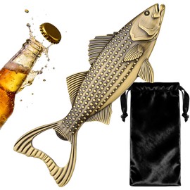 MR.BARWARE Bass Fish Bottle Opener – Fishing Gifts for Men, Dad, Beer Lovers – Bronze Fish-Shaped Bar Tool with Gift Bag – Perfect Birthday, Father’s Day, Xmas Present