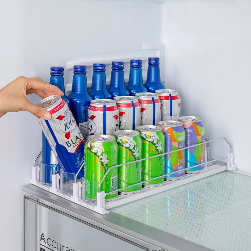Rula Drink Organizer for Fridge, Width Adjustable Water Bottle Pusher