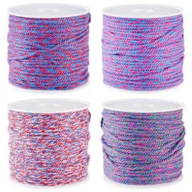 Cheriswelry 21.87 Yards 1.2MM Twisted Cotton Braided Cord Jewelry Beading Cord Chinese Knotting Cord Soft Craft Cord for Macrame Lacing Sewing DIY Handicrafts Accessories (4 Rolls)