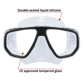 SAEKODIVE Timeless Diving Mask - Anti-Fog Tempered Glass, Anti-Leak Silicone Skirt - Scuba Diving and Snorkeling Gear for Adults (Red)