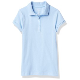 Chaps Girls' Toddler School Uniform Short Sleeve Interlock Polo, Light Blue, 3T