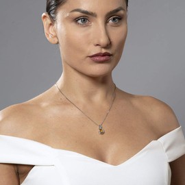 PEORA Citrine Pendant Necklace for Women Sterling Silver, Genuine Gemstone, Sungate Solitaire Cushion Cut 1 Carat 6mm, with 18 inch Italian Chain, November Birthstone Citrine Necklace,