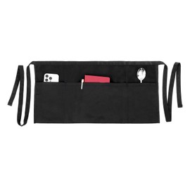Waist Apron with Pockets, Half Waitress Apron for Women Men, Restaurant Cafes Bars, Party, Cooking, Kitchen, (Black, 60 x 31 cm)