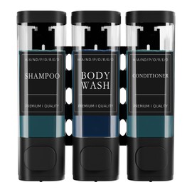 Xlxker Shampoo and Conditioner Dispenser,Shower Soap Dispenser 3 Chamber No Drill Wall-Mounted Shampoo Dispenser for Shower Wall Mounted Shower Dispenser for Bathroom Hotel Large Capacity,Black