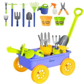 Dimple Garden Wagon & Tools Toy Set Premium 15 Pcs Kids Gardening Tools & Wagon Toy Set - Sturdy & Durable - Top Yd, Beach, Sand, Garden Play Set for Kids & Toddlers