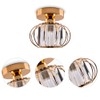 Mini Crystal Chandelier Flush Mount Crystal Ceiling Lighting Iron Cage