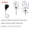 ZE-268S2 Electrical Pull Chain Switch, ON-Off Switch with Beaded Pull