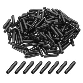 PATIKIL 2mm/0.08" Rubber End Cap, 144pcs PVC Cover, Flexible Cap Cover for Bolt End Bolt Tube Thread Cap, Black