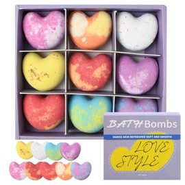 Litinliv 9PCS Love Heart Bath Bombs Gift Set, Natural Shower Bath Bombs with SPA Aromatherapy, Beauty Spa Gift Set, Bath Fizzers for Women, Girls, Girlfriend, Mothers Day Birthday Christmas Gifts (B)