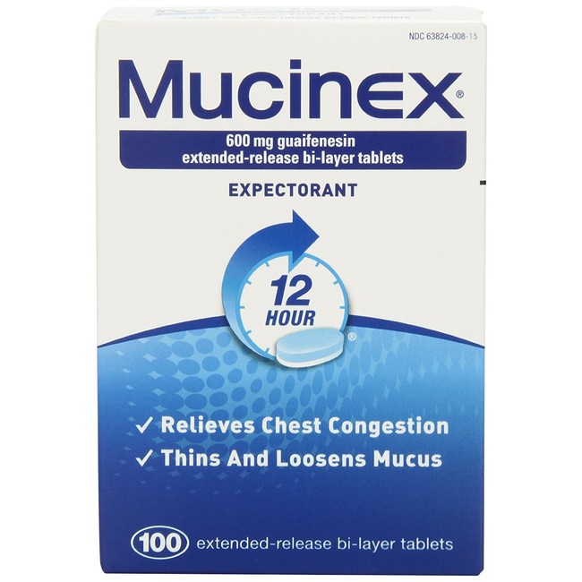 Mucinex 12 Hour 600mg Guaifenesin Extended-Release Bi-Layer Tablets, 100 count