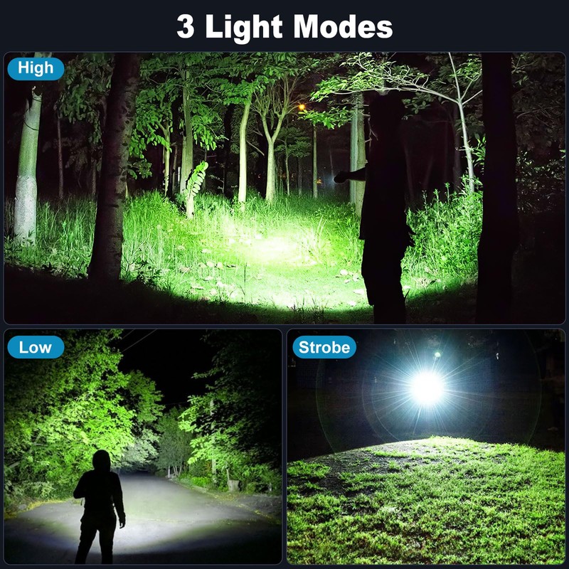 KINGCAESAR 3 Pack Rechargeable Flashlights 90,000 High Lumens, Super Bright