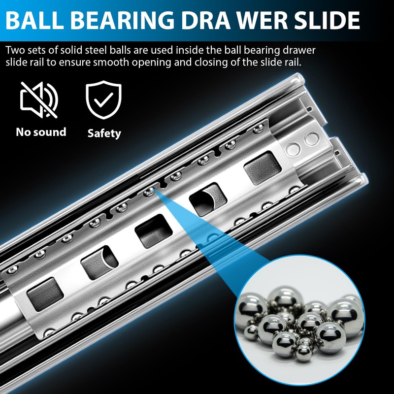 Heavy Duty Locking Drawer Slides 24 Inch, Full Extension Drawer