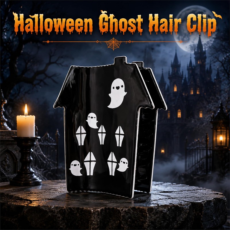 Halloween Ghost Claw Clip, Ghost Haunted House Shape Hair Clips