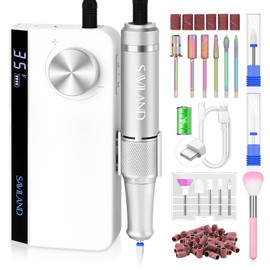 Saviland Máquina perforadora de clavos eléctrica - 35000 RPM Taladros de uñas eléctricos para uñas acrílicas con cabeza de maíz de cerámica Brocas de uñas profesionales para uñas Herramientas de manicura y kit de pedicura para el bricolaje en el hogar