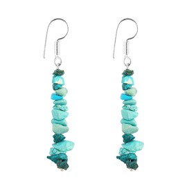 TGH Natural Turquoise Chips Crystal Earring, Yoga Jewelry, Meditation Earring, Crystals Earring, Energy Healing Crystals, Birthday, Gemstone Jewelry AA+ Quality, Valentine Day Gift (Turquoise)