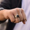 Ysrpoud Rings, real 925 sterling silver black stone ring, man
