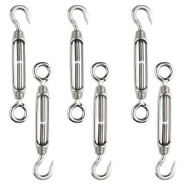M4 Stainless Steel Tension Screw, 6 Pieces Turnbuckle Cable Tensioner Wire Tensioner Tensioning Screw Stainless Steel Hook Eyes Turnbuckle Turnbuckle Turnbuckle